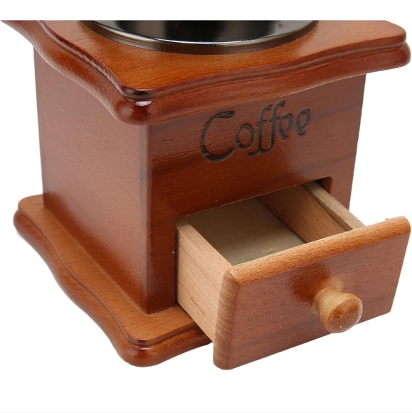 Manual Coffee Grinder, Wooden Coffee Bean Grinder with Hand Crank, Vintage Style - Picture 7 of 8